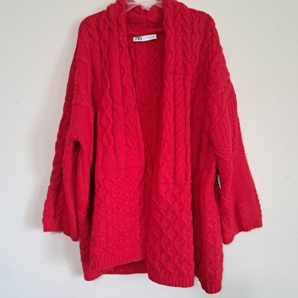 Zara Red Cable Knit Sweater